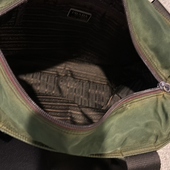 COPY - Authentic Prada Zippered Tote 12 X 14 In Dark Green & Dark Brown Straps - Picture 10 of 13